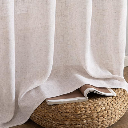 MIULEE Natural White Linen Curtains 52x102 Inch Length 2 Panels - Image 7