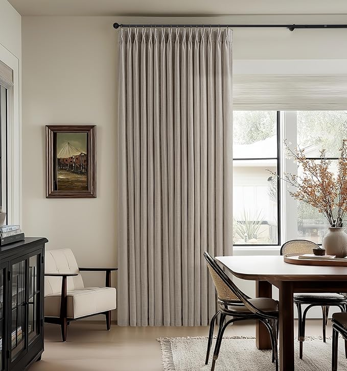 Extra Long Semi Sheer Linen Pleat Curtains Burlywood Birch 126 Inch Long | - Image 9