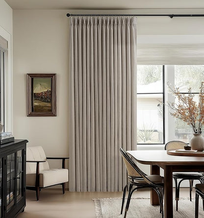 Pinch Pleated Taupe Linen Semi Sheer Curtains 84 Inches Long 2 Panels Set | - Image 7