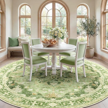 RELEANY Washable Area Rug, Round 10ft, Water Repellent, Pet Friendly, Vintage - Image 3
