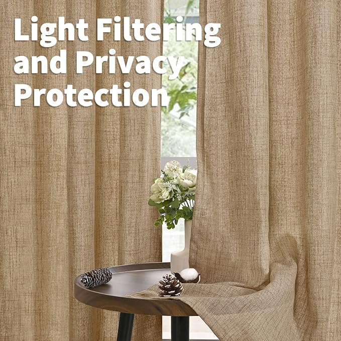 YoungsTex Toffee Linen Curtains 63 Inches Long - Image 3