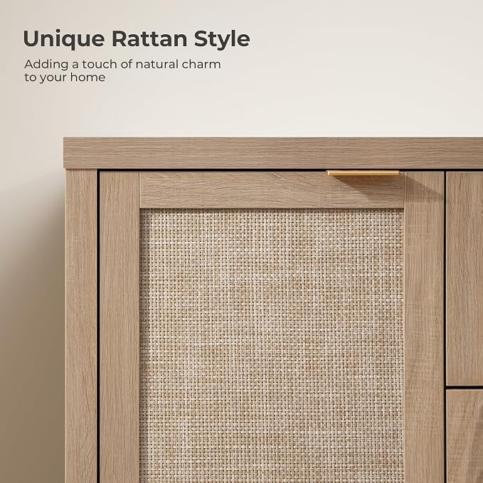 SICOTAS Rattan Large Sideboard Buffet Cabinet - Image 3