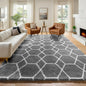 6x9 Area Rugs for Living Room Bedroom, Fluffy Grey and White Geometric Rug | by ONASAR