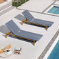 PURPLE LEAF Patio Chaise Lounge French Outdoor Lounger 2 Pieces Wood-Grain by PURPLELEAF