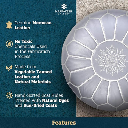 Marrakesh Gallery Genuine Leather Round Pouf Unstuffed - Image 4