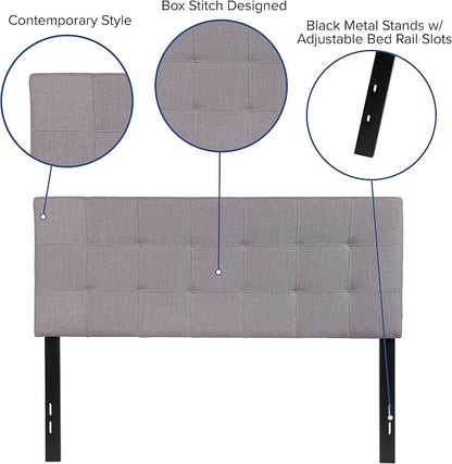 Flash Furniture Bedford Tufted Upholstered Full Size Headboard in Light Gray - Image 4