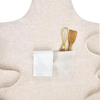 Solino Home 100% Pure Linen Apron for Women & Men - Light Natural Stripe Full Midi Bib Apron, Adjustable Neck Strap with Center Pockets for Kitchen, Chef - Handcrafted from European Flax