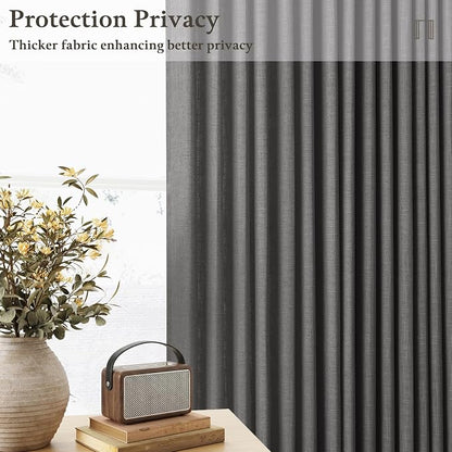 Pinch Pleat Modern Charcoal Grey Semi Sheer Thick Linen Curtains 50Wx80L | - Image 6