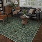 5x7 Dark Green Vintage Floral Washable Area Rug by HUGEAR
