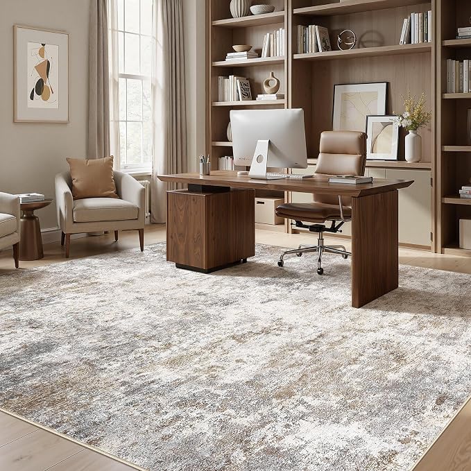 UERMEI Square Area Rugs : Washable 10x10 Neutral Modern Abstract Carpet - Image 5