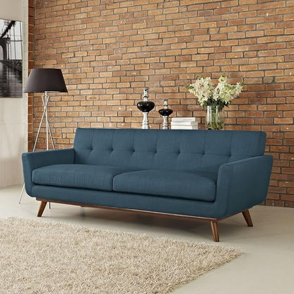 Modway Engage Mid-Century Modern Upholstered Fabric Sofa in Azure - Image 6