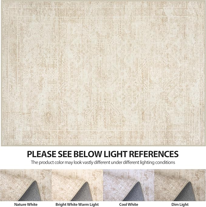Aelenmu 10x14 Area Rugs for Living Room Washable Dining Room Beige | Modern - Image 7