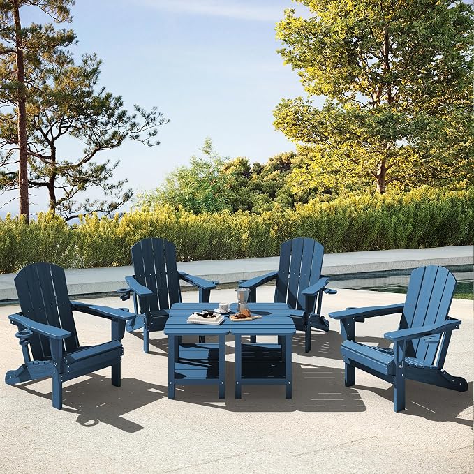 SERWALL Adirondack Table Outdoor Side Table- Blue - Image 9