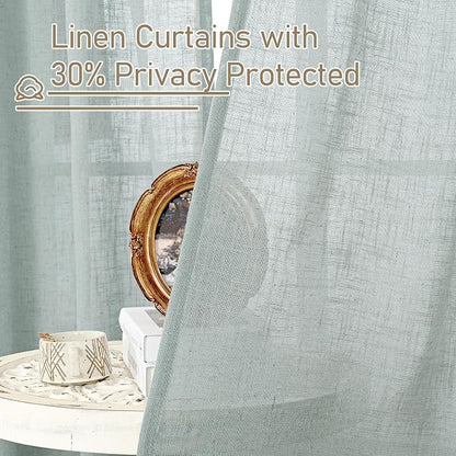Greyish Blue Linen Sheer Curtains 84 inch - Image 5