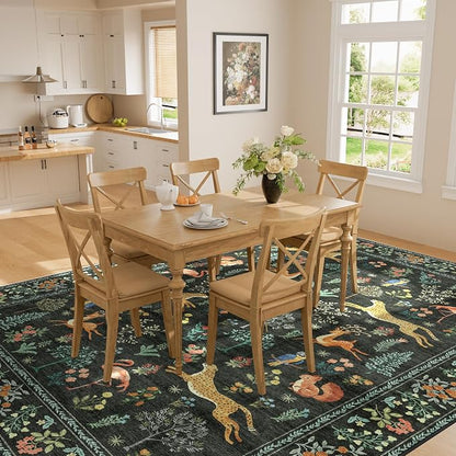 DUKINO 6x9 Area Rug, Washable Animal Living Room Rug Non Slip, Low Pile - Image 6
