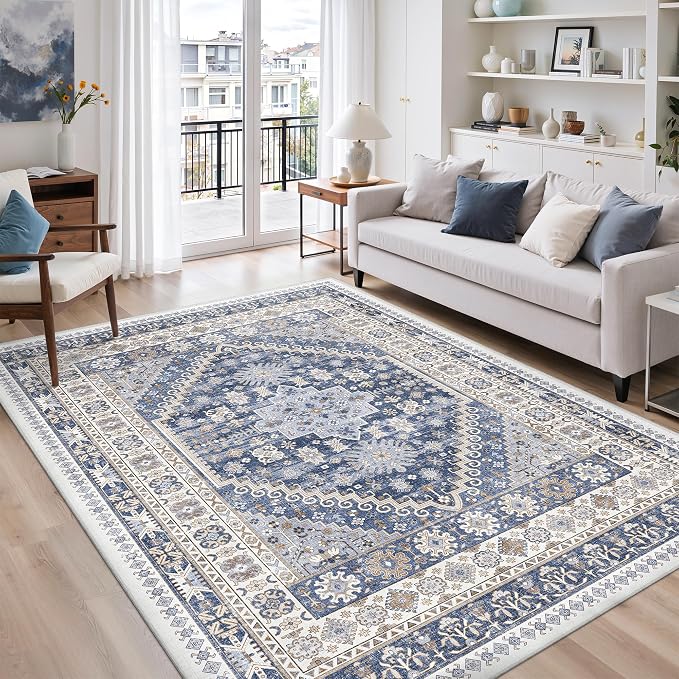 7x9 Area Rugs for Living Room, Large Washable Rug, Dining Room, Low Pile - Image 4