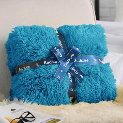 Bedsure GentleSoft Fluffy Bright Blue Throw Blanket Gifts - Image 6