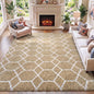 Area Rugs for Living Room, 5x8 Fluffy Beige and White Bedroom Geometric Rug | by ONASAR