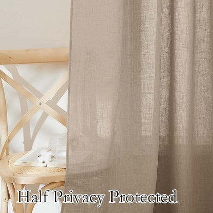 RYB HOME Light Filtering Linen Sheer Curtains 72 inch Long - Image 3