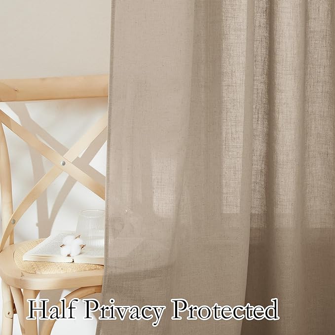 RYB HOME Sheer Curtains 102 inches, Extra Long Floor to Ceiling Curtains | Half - Image 5