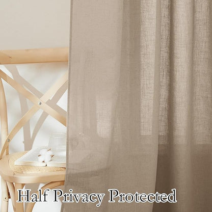 RYB HOME Sheer Curtains 102 inches, Extra Long Floor to Ceiling Curtains | Half - Image 5