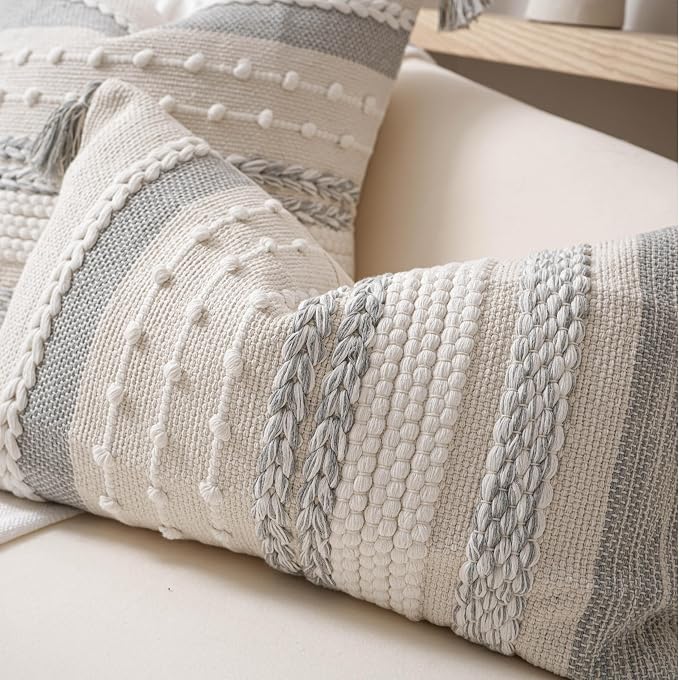 Gray Decorative Lumbar Pillow Cover 14x24, Farmhouse Lumbar Throw Pillow - Image 6