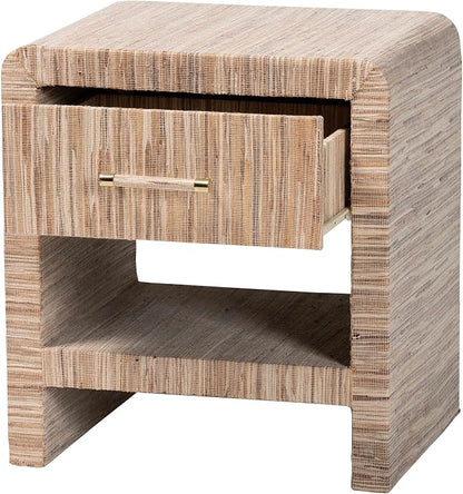 Bali & pari Callan Bohemian Woven Natural Grasscloth 1-Drawer Nightstand - Image 4