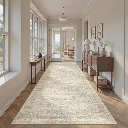 Soalmost Washable 4x8 Hallway Runner Rug Non-Slip Kitchen Entry Rugs Beige | - Image 4