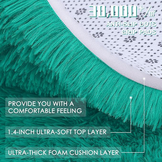 OLANLY 3x5 Machine Washable Small Bedside Rug, Soft Fluffy Shaggy Rugs - Image 8