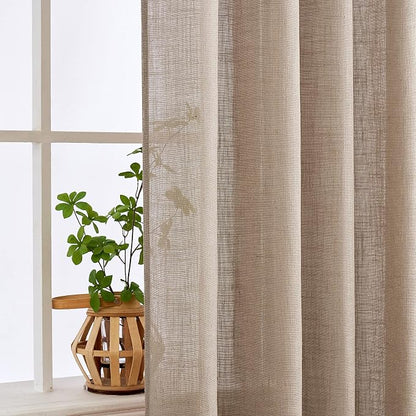 MIULEE Taupe Linen Curtains 42x63 Inch Length 2 Panels - Image 5