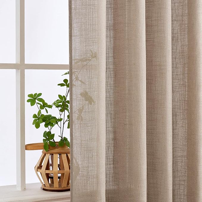 MIULEE Taupe Linen Curtains 42x84 Inch Length 2 Panels - Image 5