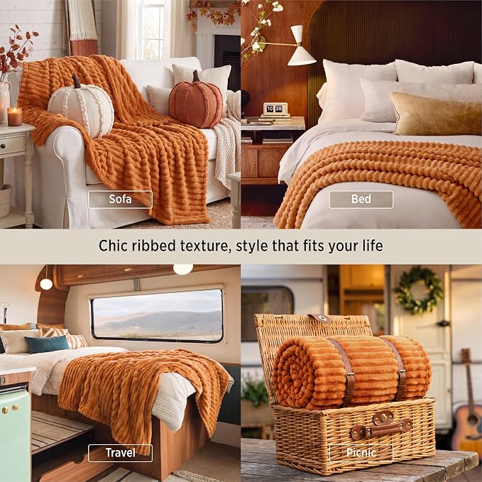 Bedsure Soft Twin XL Blanket for Bed Dorm Orange 66"x90" | Birthday Gifts for - Image 4