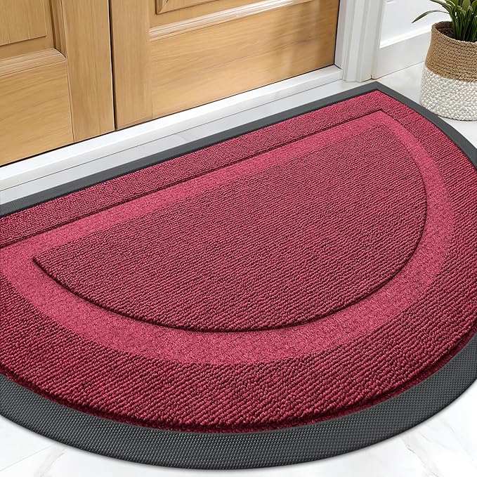 OLANLY Half Circle Front Door Mat Outside 29.5x17 All-Season Rubber Doormat | by OLANLY