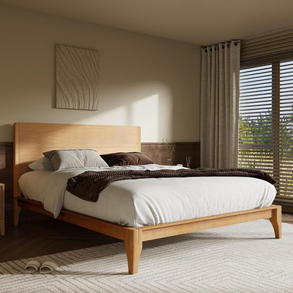 Merax Full Size Bamboo Platform Bed, Mid-Century Modern Bed Frame - Image 3
