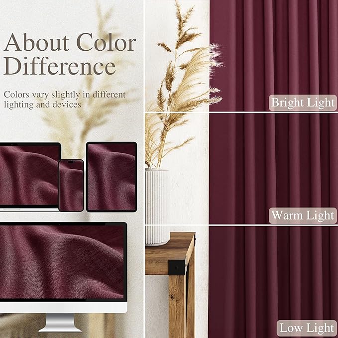 Burgundy Linen Curtains 72 Inch Length - Image 3