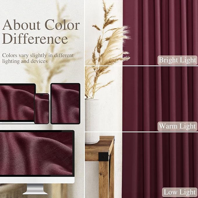 Extra Long Burgundy Linen Curtains 120 Inch - Image 3