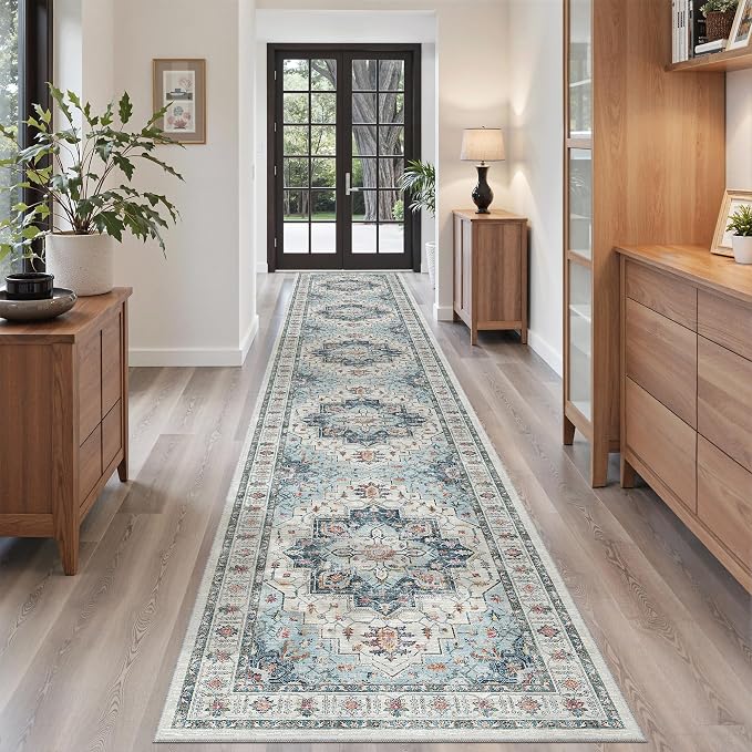 Madane Hallway Runner Rug 2'6''x16' Kitchen Runners Vintage, Soft Low Pile - Image 2