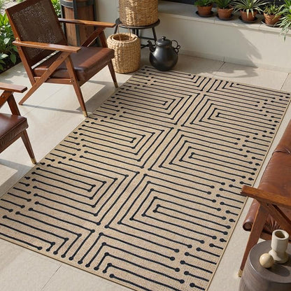 Lahome Boho 3x5 Outdoor Rugs for Entry, Washable Easy Jute Rug | Maze Lines - Image 8