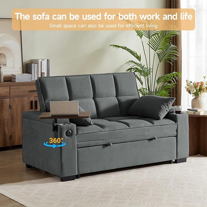 Auvsoce 65'' Chaise Lounge Chair Indoor, 3-in-1 Convertible Sofa Bed - Image 5