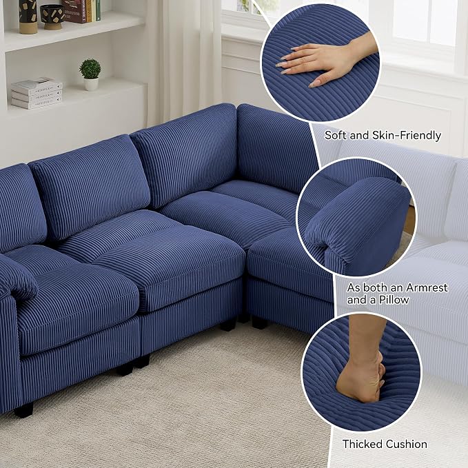 87'' V-Shaped Sectional Sofa Couch, 5-Seater Modular Couches - Image 3