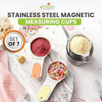 Spring Chef Magnetic Stainless Steel Measuring Cups (Patent Pending), Kitchen Tools with Easy to Read Markings for Measuring Dry or Liquid Ingredients, Set of 7, Pastel