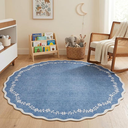 GarveeHome Round Rugs 6ft Scalloped Washable Circle Rug - Image 3