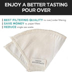 (2-Pack) Reusable Organic Cotton Cone #2 Coffee Filter — Cloth Filters for Coffee Dripper, Pour Over Coffee Dripper & Coffee Makers that Use 2-6 Cup Cone Coffee Filters