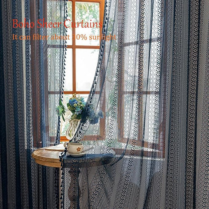 Sutuo Home Sheer Boho Curtains 63 Inch Length - Image 4