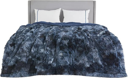 Bedsure GentleSoft Fluffy Tie Dye Navy Blue King Size Blanket by Unknown