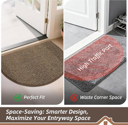 BEQHAUSE Dirt Trapper Door Mat 26" x 40" Half Circle Non Slip Rugs, Absorbent - Image 6