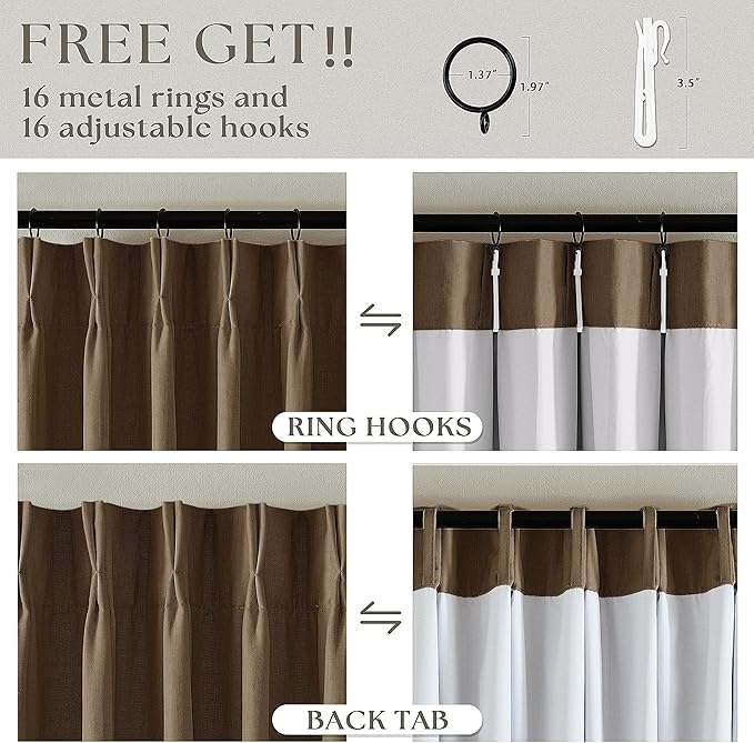 Dutch Cocoa Blackout Pinch Pleat Linen Curtains 105 Inches Long - Image 5