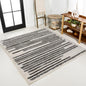 JONATHAN Y Khalil Modern Berber Stripe Cream/Black 6x6 Square Indoor Area Rug by JONATHANY