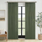 84 Inch Linen Pleated Dark Olive Green Light Filtering Country Curtains 50W | by Twodrapes