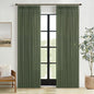 Pinch Pleat Linen Olive Green Semi Sheer Curtains 105 Inch Long | Pleated Thick by Twodrapes